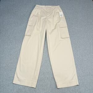 A New Day Cargo Pants WMNS 6 Regular Wide Leg Highest Rise Tan Straight Khaki